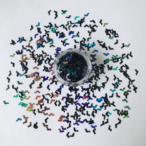 10 Grams/Pack - 5mm Black Bat Shape Sequins Glitter Halloween Festival Rave Beauty Makeup Face Body Nail Art Decoration LB1000
