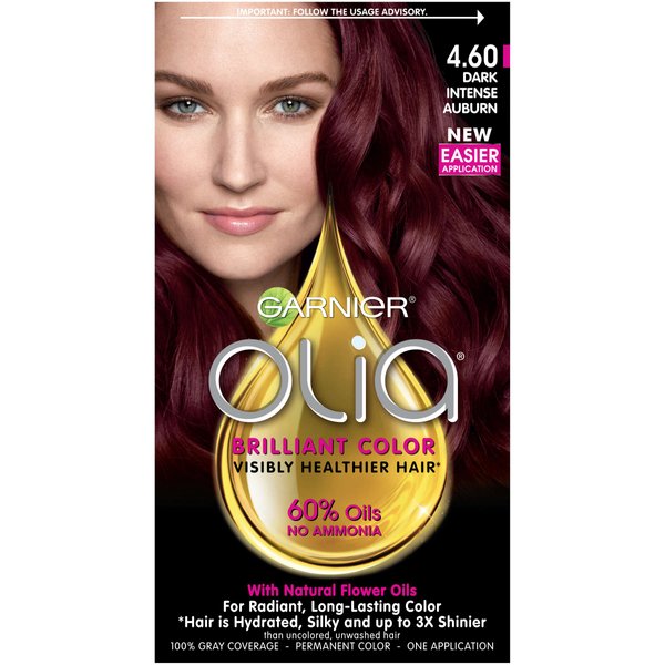 Garnier Olia Ammonia-Free Brilliant Color Oil-Rich Permanent Hair Color, 4.60 Dark Intense Auburn (Pack of 1) Red Hair Dye