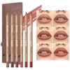 6pcs Nude Lip Liner Makeup Set - Waterproof & Smudge-Proof Matte Pencil, Long-Lasting & Durable, Smooth & Easy Glide, Non-Smudge, Contouring, Filling & Layering (Brown Set, 6 Count (Pack of 1))