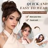 HMD 100% Human Hair Bun Messy Bun Extensions Human Hair Messy Rose Bun Hair Piece Curly Hair Bun with Elastic Band Hair Bun Hair Extensions Tousled Updo Hairpieces for Women(Dark Brown)