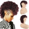 KRSI Women's Synthetic Red Wine Spring Curly Mohawk Wig with Bangs and Ponytail