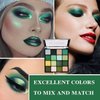 Green Eyeshadow Palette,16 Colors Shimmer Matte Eye Shadow Palette Highly Pigmented Long Wear Waterproof Eyeshadow Makeup Palette Professional Colorful Glitter Eye Shadow Powder Palet Eye Makeup