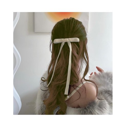 Bows Velvet Ribbon Hair Clips and Barrettes Set - Long French Bowknot Clips, Ponytail Slides, Head Accessories for Women, Girls (3pcs)