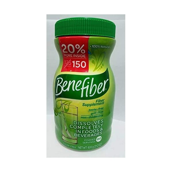 Benefiber 100% Natural Fiber Supplement - 150 Servings 600g 21.2 Oz Sugar Free