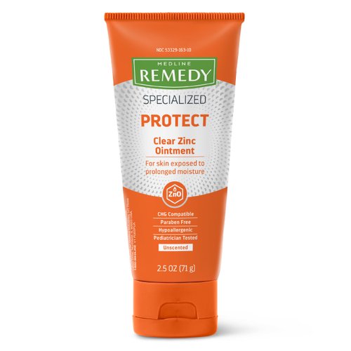 Medline Remedy Specialized Clear Zinc Oxide Ointment (2.5 oz Tube), Unscented, Transparent Protectant, Incontinence Care, Diaper Rash, Wetness Protection, Soothing, Hypoallergenic, Adults, Children