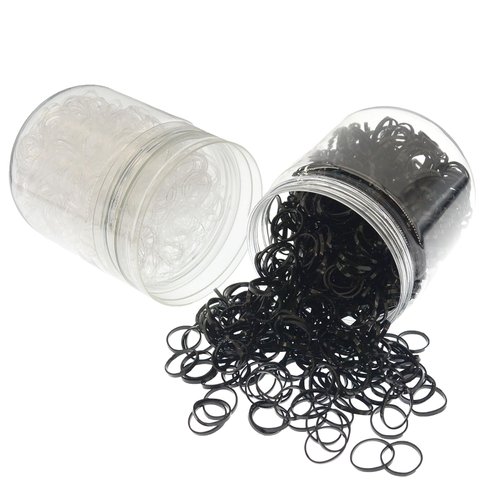 1500 Pcs Mini Hair Rubber Bands, Non-slip Rubber Hair Bands for Girls Hair Braids, Hair Elastic Hair Ties (Black and Clear)