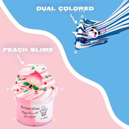 Scented Slime Kit with 15 Pack Dual Colored Butter Slimes,Peach Slime,Super Soft and Non-Sticky,Birthday Gifts for Girls and Boys,Awesome Party Favors or Christmas Stocking Fillers