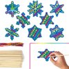 WorldBazaar Christmas Snowflake Scratch Crafts for Kids 32 Sets Winter Scratch Art Christmas Rainbow Hanging Ornaments Christmas Party Favors Gifts Holiday Activities