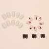 Fall Press on Nails Extra Short Square Fake Nails Autumn Flowers Designs False Nails Glossy Glue on Nails Brown Acrylic Nails Full Cover Small Stick on Nails for Women Nail Art Manicure 24 Pcs