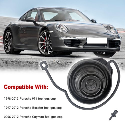 Fuel Tank Filler Cap,Gas Cap With Strap Clip，Compatible With Porsche 986 987 996 997 - Compatible with Boxster 1997-2012, 1998-2013 Porsche 911, 2006-2012 Cayman，Replace # 99620124103,99950749940