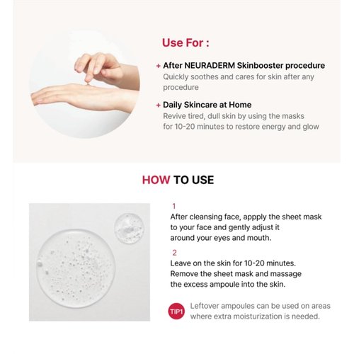 NEURADERM Deep Calming Facial Sheet Mask, Sensitive Skin Soothing Serum Moisturizing Skincare (Pack of 5)