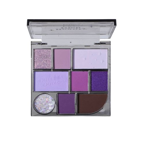 9 Colors Pearlescent Eyeshadow Palette, Purple Smoky Eye Shadow Palette, Matte Shimmer Longwearing Highly Pigmented Reflective Powder Palet, Glitter Sequins Smoky Sweet Cool Eye Makeup Palette