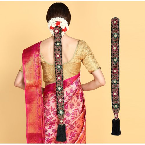 THANU'S CRAFT Maggam work jada Bharatanatyam poola jadalu kunjalam Billalu set braid hair extensions (hair extensions)