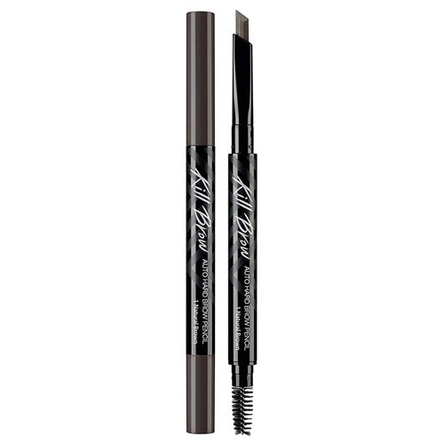 CLIO Kill Brow Auto Hard Eyebrow Pencil | Dual-End, Long Lasting, Waterproof, Smudge-Resistant, Spoolie Brush, Sharpener | Natural Brown (#01)