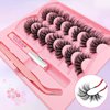 Lashes Kit with Glue and Tweezer Cat-Eye Lashes Flu-ffy 20mm Fox Eye Lashes, Curly Volume Eyelashes Faux Mink Lashes, that Look Like Extensions Lashes Wispy Natural Look 7 Pairs Pack(Kits-XE02)