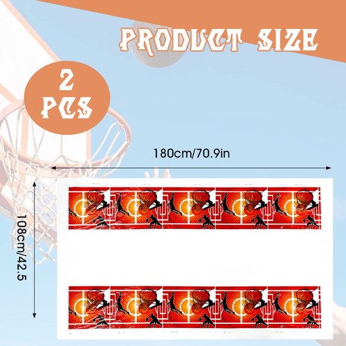 2 Pieces Basketball Table Cloth, Basketball Party Tablecloths Plastic Table Cover Party Disposable Basketball Theme Party Supplies for Kids Adult Birthday March Madness Party Decorations 180 * 108 cm