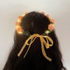 YuanHolumid White Vintage LED Flower Crown, Glow Flower Wreath Headbands Luminous Led Bridal Headpiece Wedding Headdress Hair Hoop Party Favors Hair Accessories
