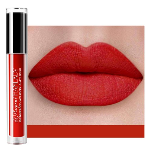 HANLADY Red Lipstick Matte Liquid Lipstick Long Lasting for Women Smudgeproof Lipsticks Color Stay Bright Red Lipsticks Vegan Cruelty-Free Lip Gloss (904 Star Crossed)