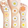 105 PCS Daisy Flower Temporary Tattoos Cute Birthday Party Decorations Favors Supplies Decor Groovy Spring Boho Yellow While Daisy Flower Hippie Stickers For Girls Gift School Prizes Rewards