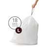 simplehuman Code L Custom Fit Drawstring Trash Bags in Dispenser Packs, 20 Count, 18 Liter / 4.7 Gallon, White