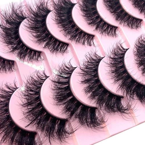Generic False Eyelashes Set, 4, 5 and 10 pieces, Mink Style, Long Lasting, foxy eye, curl C (M12), Black
