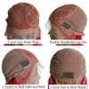 Red Lace Front Wigs Human Hair Red Short Bob Wigs Human Hair for Black Women Bob Wigs Human Hair 13x4X1 T Part Straight Bob Wigs Per Plucked with Baby Hair 180% Density 12Inch