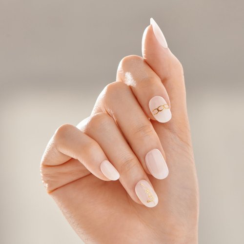 KISS imPRESS No Glue Mani Press-On Nails, Design, 'Cupid Heart', White, Short Size, Oval Shape, Includes 30 Nails, Prep Pad, Instructions Sheet, 1 Manicure Stick, 1 Mini File