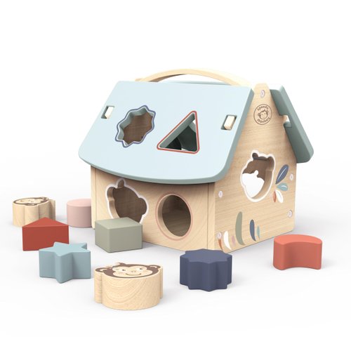 SPEEDY MONKEY House Shape Sorter with 8 Blocks – Fun Colors, Shapes, Monkey Character, Wooden Toy | Non-Toxic Paint, Enhances Learning, Ideal for Kids 1 Year+, Educational and Engaging.