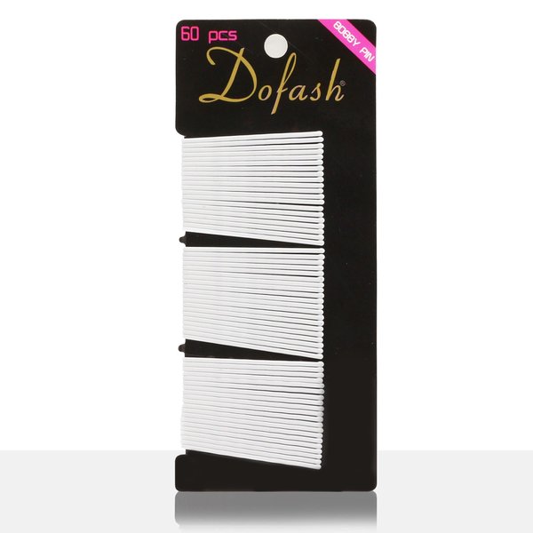 Dofash 5Waves Bobby Pins White Hair Pins 5CM/2IN Hairpins Decorative Hair Accessories for Women Wedding, White Gray Hair - 60 Count/Card