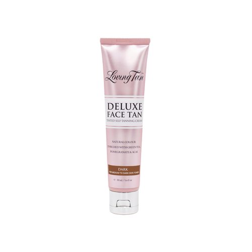 Loving Tan Deluxe Face Tan, Dark - Streak Free, Natural Looking, Professional Strength Sunless Tanner - 10+ Self Tanning Applications per Bottle, Cruelty Free, Naturally Derived DHA - 1.6 Fl Oz
