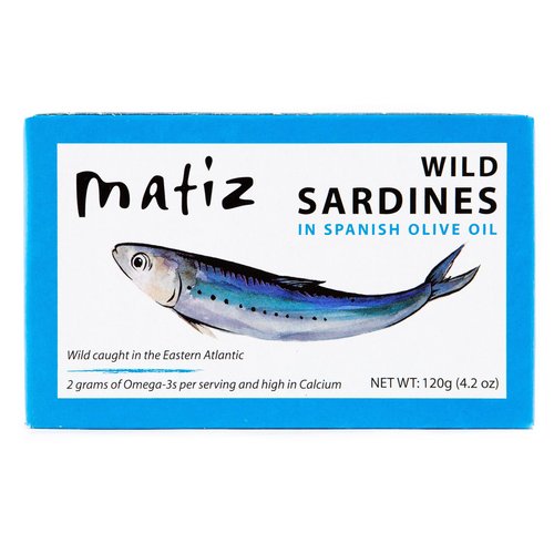 Matiz Sardines in Olive Oil, 4.2 Ounce Can (Pack of 5) Spanish Gourmet Wild Caught Natural Fish f...