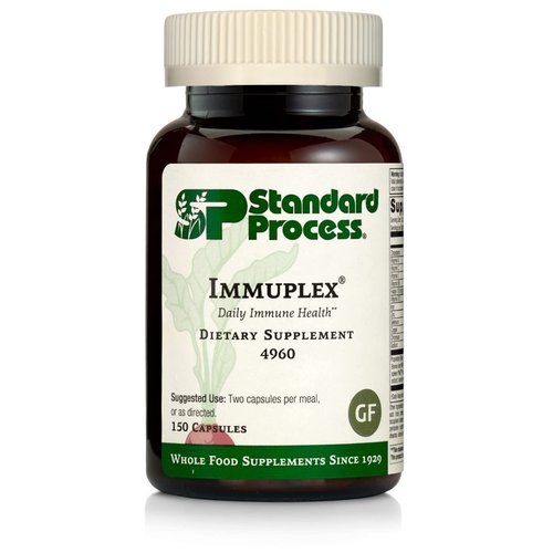 Standard Process Immuplex - Daily Immune Support Supplement with Folate, Iron, Vitamin C & Vitamin A - Mineral Supplement with Antioxidant Ingredients - 150 Capsules
