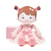 LeyaDoll Soft Baby Doll Toys (16''), My First Baby Rag Doll for 1 Year-Old Girl Birthday Gift,Christmas Plush Toys Gift for Toddler Kids Infants-Cherry