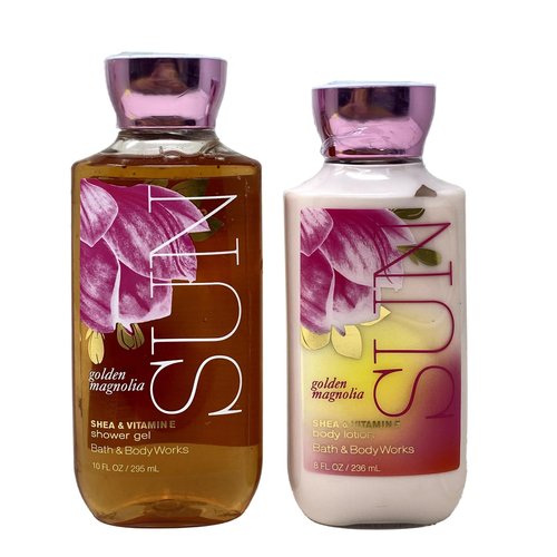 Bath & Body Works Golden Magnolia Sun Duo Set - Body Lotion and Shower Gel.