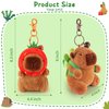 Achwishap 2PCS Capybara Plush Keychain,Cute Keychain Capybara Stuffed Animal,Soft Capybara Plush Toys Key Chain,Kawaii Plush Stuffed Toys for Kids Adults(Capybara Turtle,Capybara Strawberry Hat)