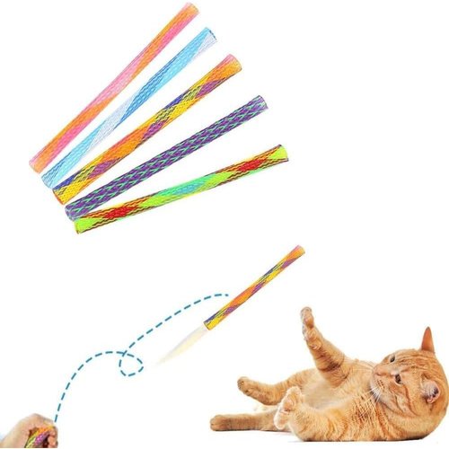 10 Pcs Multicolor Funny Cat Tube Spring Toys, Interactive Cat Toy for Indoor, Flexible Spiral Spring Colorful Plastic Coil for Kittens to Swat, Bite, Hunt, Pet Supplies,Cat Mice and Animals Toys