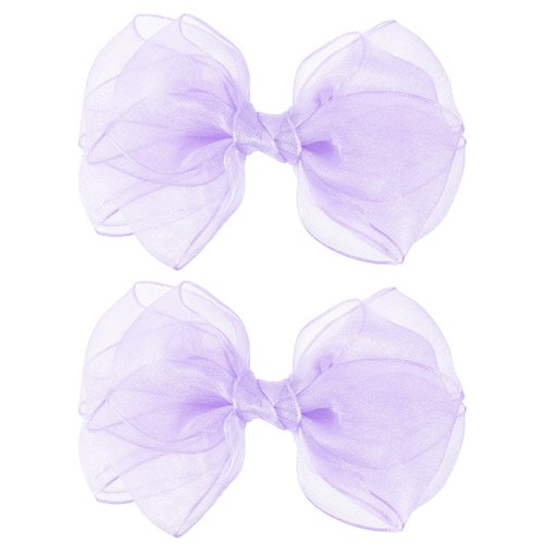 Melyde Purple Bow Hair Clips 4.72 Inch Mesh Tulle Hair Bows Handmade Boutique Hair Accessories for Kids Girls Women Birthday Holiday Party