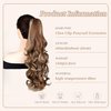 MAYSA Wavy Long Ponytail Extension,20in Wavy Curly Claw Clip in Ponytail Hair Extensions, Clip in Ponytail Synthetic Hairpiece for Women #12H24 Auburn Brown & Blonde