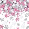 Whaline 400Pcs Glitter Snowflake Foam Stickers Christmas Pink White and Silver Self-Adhesive Snowflake Foam Decals Decorative Xmas Stickers for Christmas Winter Baby Shower Birthday Party DIY Craft