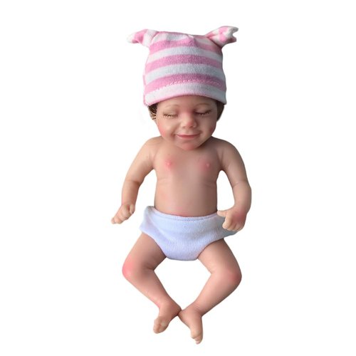 Miniature Reborn Baby Dolls Silicone Full Body - 6Inch Soft Body Mini Realistic-Newborn Baby Dolls with Real Life Tiny Baby Doll with Feeding Bathing Accessories for Kids 12+ (6IN -002-Girl)