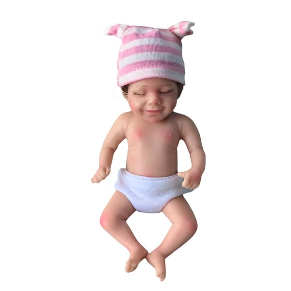 Miniature Reborn Baby Dolls Silicone Full Body - 6Inch Soft Body Mini Realistic-Newborn Baby Dolls with Real Life Tiny Baby Doll with Feeding Bathing Accessories for Kids 12+ (6IN -002-Girl)