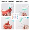 Bnapott 4PCS Premium Denture Cleaning Brush Toothbrush, Multi-Layered Bristles Portable Toothbrush Double Sided Brush for Denture Care (Blue, Purple, Green, Orange)