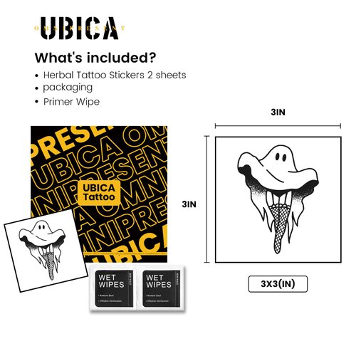 UBICA Temporary Tattoos Adult, 2 Sheets Fake Tattoos, Realistic And Long-Lasting Non-Reflective, Waterproof For 1-2 Weeks, Soul Dancers Tattoo 3x3in