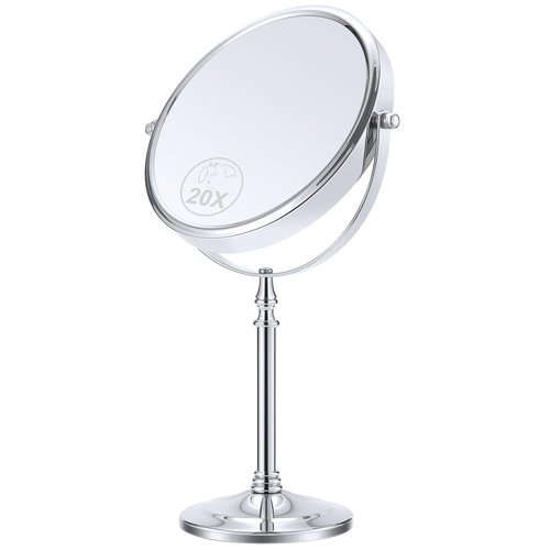 MIYADIVA Makeup Mirror with 20X Magnification, 20X Magnifying Mirror with Stand, 360°Rotation Desktop Mirror, Tabletop Mirror with 20X Magnification, Double Sided Vanity Mirror for Detail Makeup 8 in