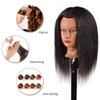 Morris Mannequin Head 14 Inch 100% Real Hair Training Head Manikin Head With Hair Cosmetology Doll Head for Hairdresser Practice HairStyling Braiding with Clamp Stand