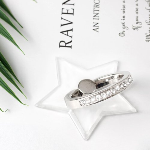 [2 Pack] Transparent Diamond Setting Cell Phone Ring Holder Stand,360 Degree Rotation and 180 Degree Adjustable Finger Ring Kickstand with Polished Electroplated Phone Grip (Pentagram)