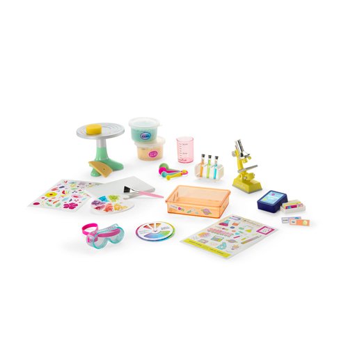 American Girl Truly Me 18-inch Doll Love to Explore Art & Science Playset with Pottery Wheel and Microscope, For Ages 6+