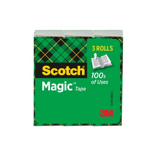 Scotch Magic Tape, Invisible, Home Office Supplies and Back to School Supplies for College and Classrooms, 3 Rolls, Clear