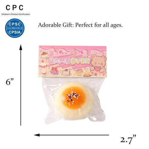 Taba Squishy Daifuku Squeeze Toys,Sensory Fidget Toy for Your Best Mellow and Chill,Party Favors, Birthday Gift, Squishy Toys for Adults (Caramel Yellow)