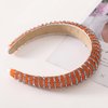 Gmmidea Beaded Rhinestone Headband for Women Girls Fashion Sparkly Crystal Headband Bling Thick Padded Headband Fancy Jeweled Hair Band Festival Hair Accessories B-(Orange & Gray)